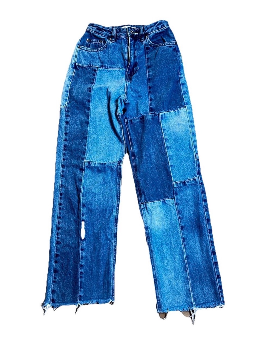 Pacsun high waisted 90’s boyfriend vintage style Patchwork Blue Jeans